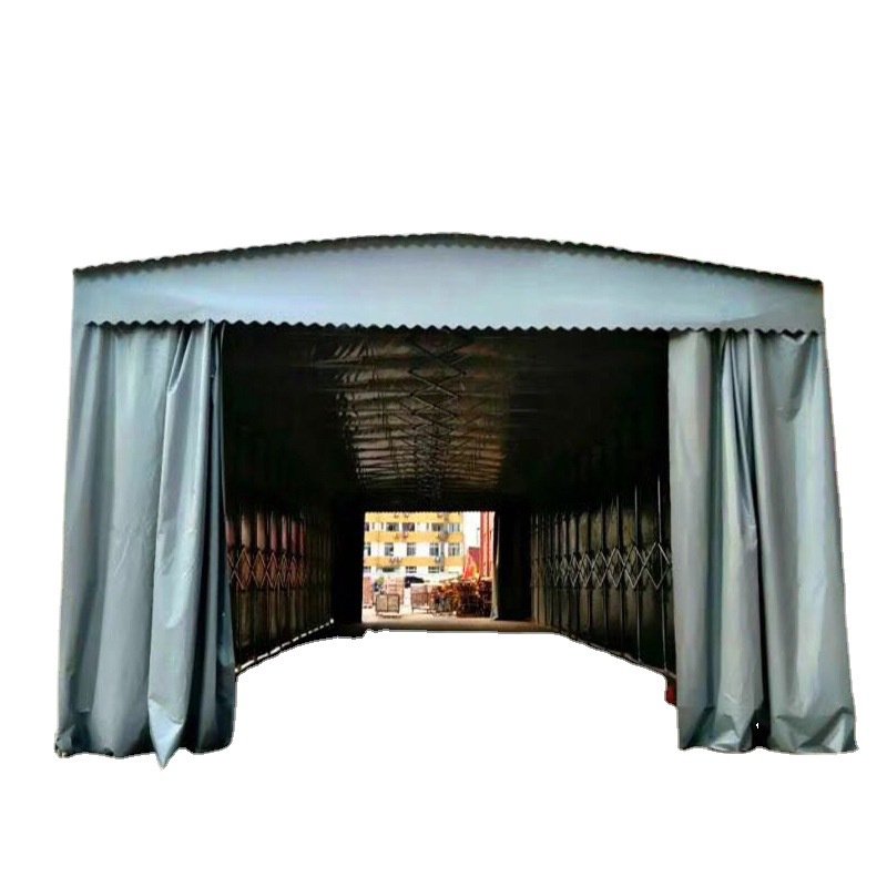 High Quality Auto Electric Remote Control Retractable Shed Mobile Sliding Sunshade Rain Canopy Warehouse Movable EV Shed